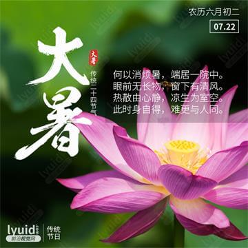 大暑，传统二十四节气海报，节气海报设计(平面设计,海报设计就找前沿视觉网（lyuid.com）联系QQ：1297335737、联系微信：w1297335737)